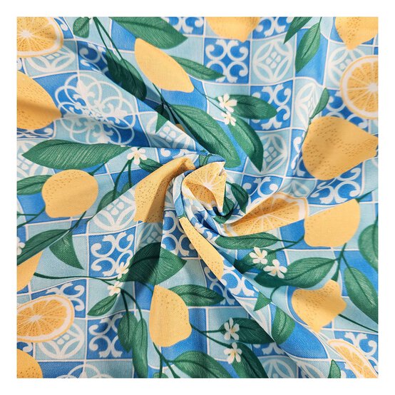 Mediterranean Lemons Cotton Fabric by the Metre image number 1