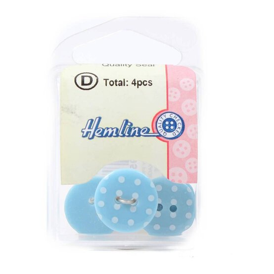 Hemline Sky Blue Novelty Spotty Button 4 Pack image number 2