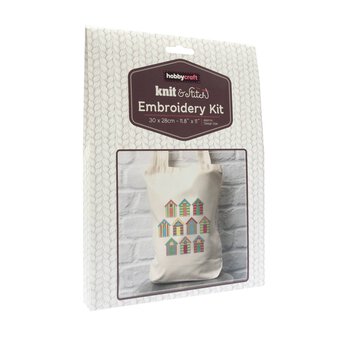 Beach Hut Embroidery Tote Kit