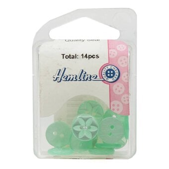 Hemline Light Green Basic Star Button 14 Pack