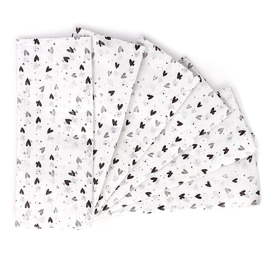 Grey Heart Printed Tissue Paper 50cm x 75cm 6 Pack  image number 1