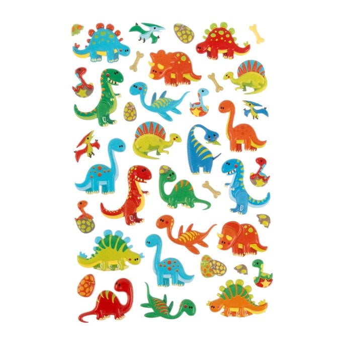 Orange and Blue Dino Puffy Stickers image number 1