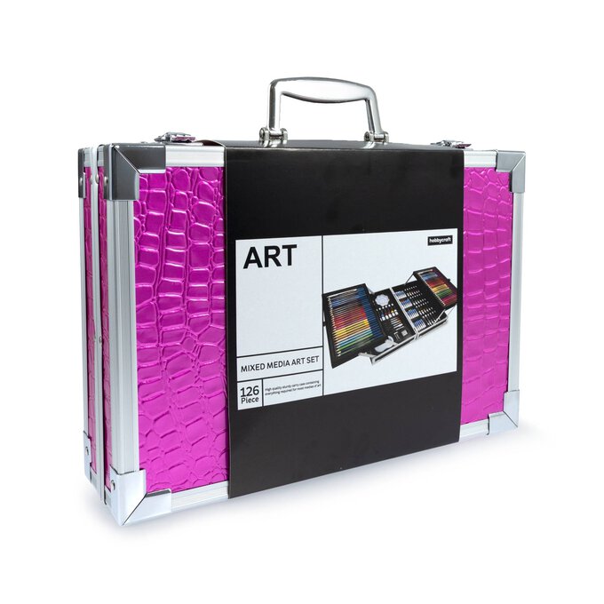 Bright Pink Mixed Media Art Set 126 Pieces image number 1