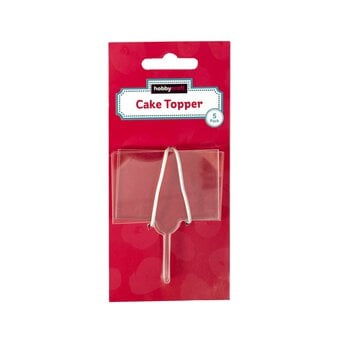 Clear Rectangle Acrylic Cake Toppers 6cm x 7cm 5 Pack image number 4