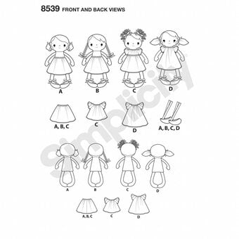 Simplicity Whimsy Dolls Sewing Pattern 8539 image number 3