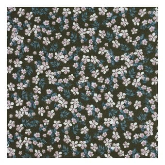 Brown and Pink Ditsy Floral Brushed Print Fabric by the Metre image number 2
