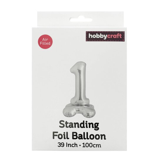 Standing Silver Number 1 Balloon 1m image number 4
