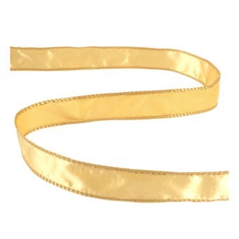 Bright Gold Wire Edge Satin Ribbon 25mm x 3m