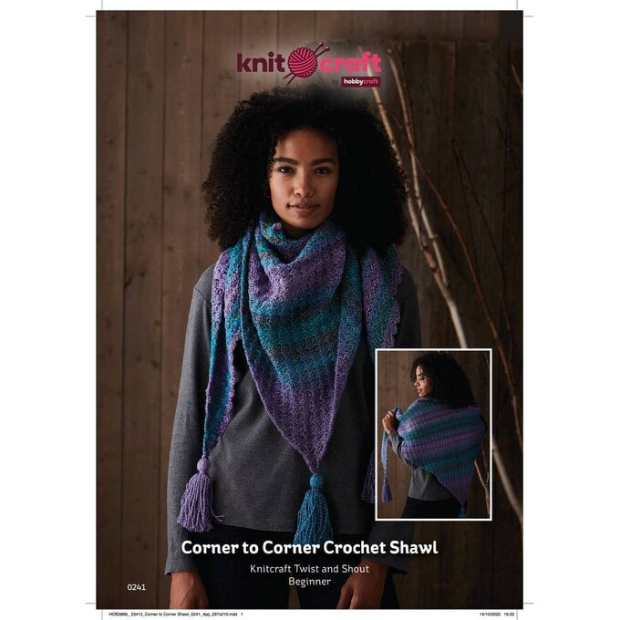 Knitcraft Corner to Corner Crochet Shawl Pattern 0241 image number 1