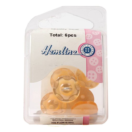 Hemline Orange Basic Scalloped Edge Button 6 Pack image number 2