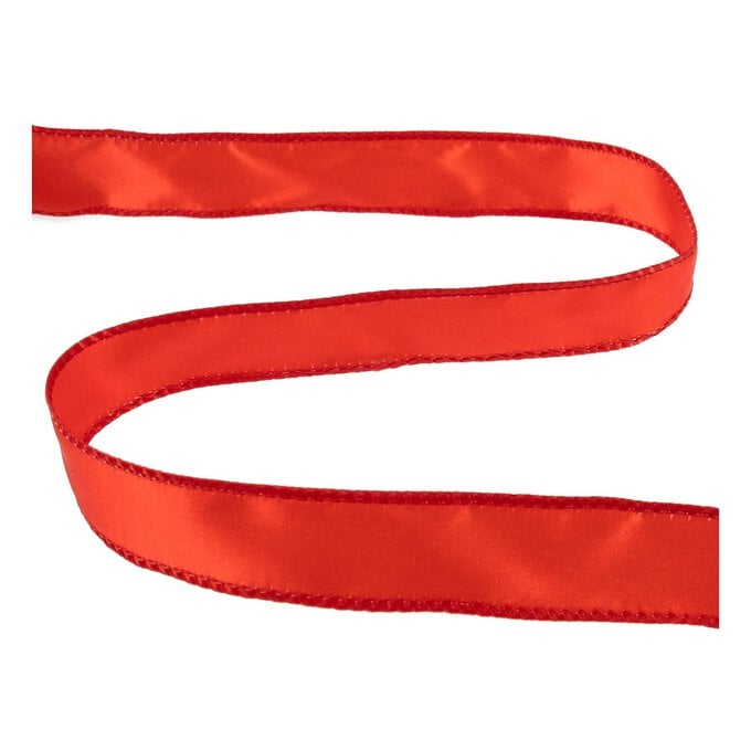 Red Wire Edge Satin Ribbon 25mm x 3m image number 1