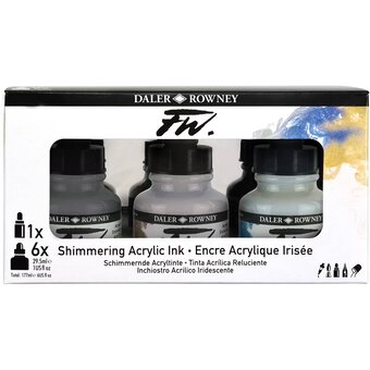 Daler-Rowney FW Shimmering Acrylic Ink 29.5ml 6 Pack image number 4