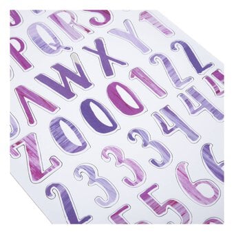 Purple Watercolour Alphabet Chipboard Stickers 121 Pieces