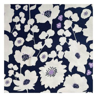 Scattered Flowers Navy Cotton Spandex Jersey Fabric by the Metre image number 2