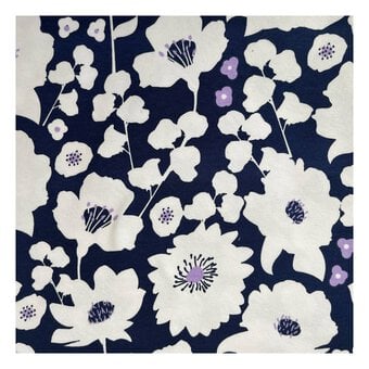 Scattered Flowers Navy Cotton Spandex Jersey Fabric by the Metre