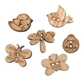 Trimits Wooden Flutter Buttons 6 Pieces