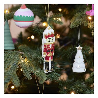 Hanging Beaded Nutcracker Decoration 14cm