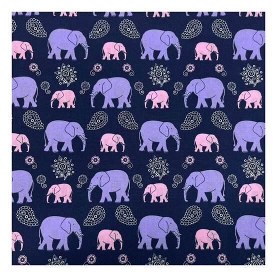 Paisley Elephant Polycotton Fabric by the Metre image number 2