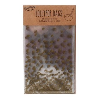 Ginger Ray Gold Spot Lollipop Bags and Ties 25 Pack image number 2