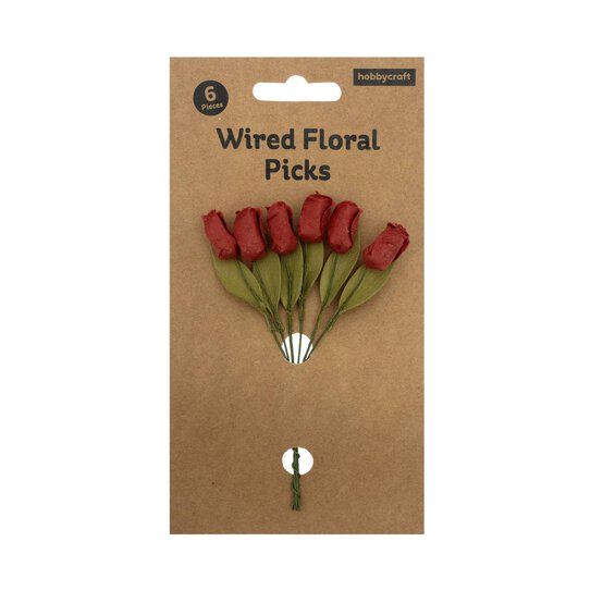 Red Tulip Wired Floral Picks 12cm 6 Pack image number 4