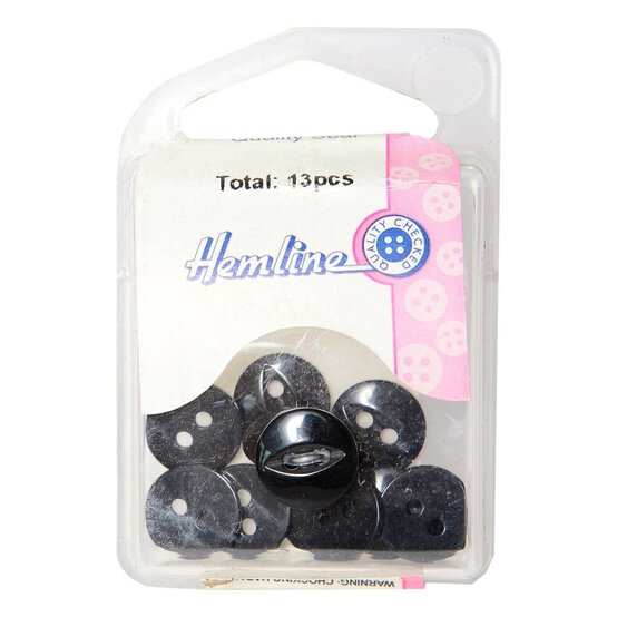 Hemline Black Basic Fish Eye Button 13 Pack image number 2