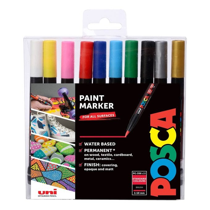 Uni-ball Posca PC-350 Brush Marker Pens 10 Pack image number 1