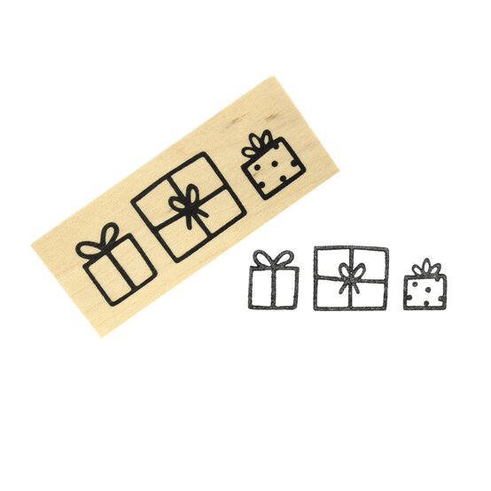 Presents Wooden Stamp 2.5cm x 6.3cm image number 1
