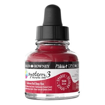 Daler-Rowney System3 Cadmium Red Deep Hue Acrylic Ink 29.5ml image number 2