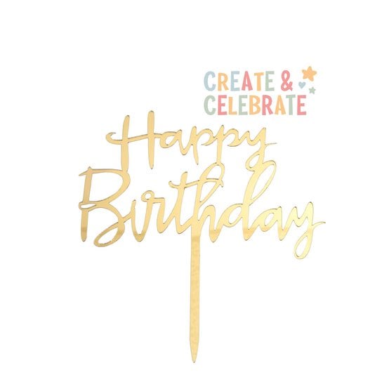 Create & Celebrate Gold Happy Birthday Cake Topper image number 1