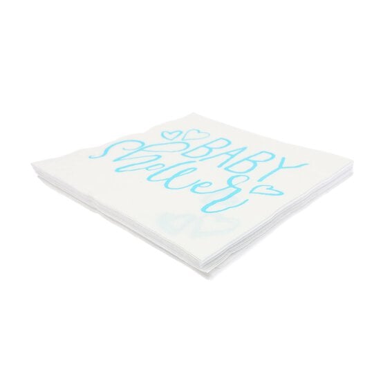 Blue Heart Baby Shower Napkins 16 Pack image number 3