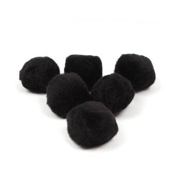 Black Pom Poms 5cm 6 Pack