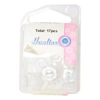Hemline White Basic Flower Button 17 Pack