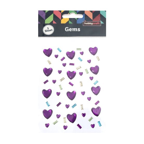 Adhesive Purple Heart Confetti Gems image number 3