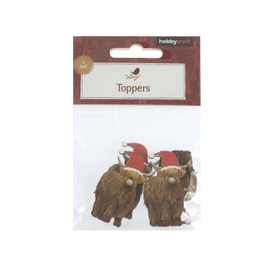 Highland Cow Wooden Toppers 4 Pack image number 5