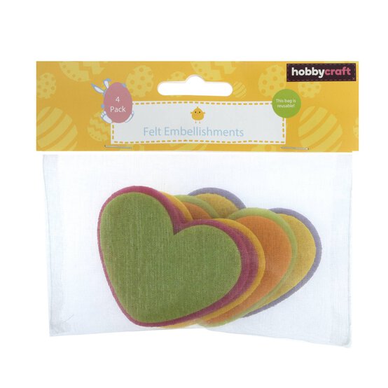 Felt Heart Embellishments 4 Pack image number 5