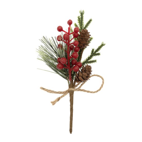 Pinecone, Berry and Twine Pick 20cm image number 2