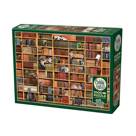 Cobble Hill The Cat Library Jigsaw Puzzle 1000 Pieces image number 1
