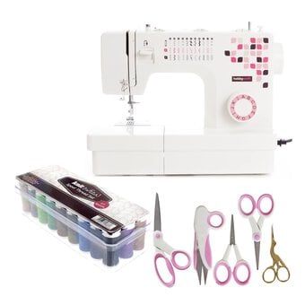 Hobbycraft 32S Sewing Machine, Threads and Scissors Bundle