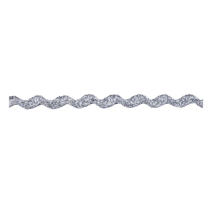 Silver 8mm Metallic Ric Rac Trim by the Metre image number 1