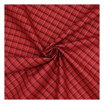 Robert Kaufman Red Metal Check Cotton Fabric by the Metre