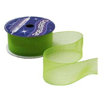 Lime Green Organza Ribbon 25mm x 5m image number 2