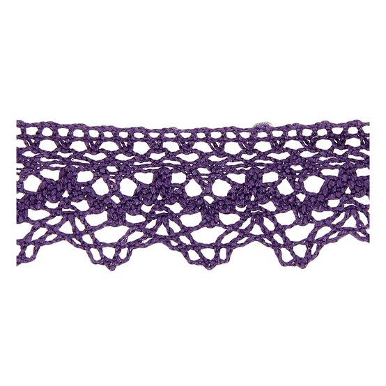 Purple 25mm Scallop Cotton Lace Trim by the Metre image number 2