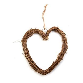 Natural Rattan Heart Wreath 25cm