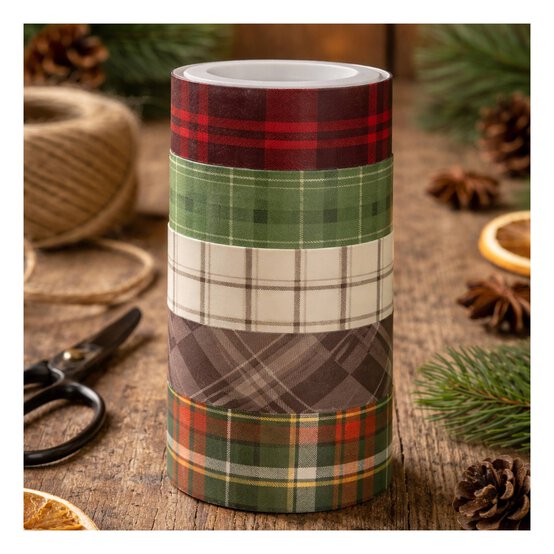Tartan Washi Tapes 2m 5 Pack image number 1