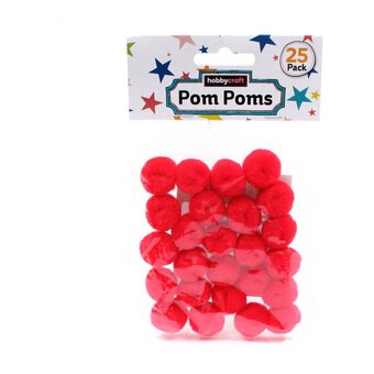 Bright Red Pom Poms 2cm 25 Pack image number 2