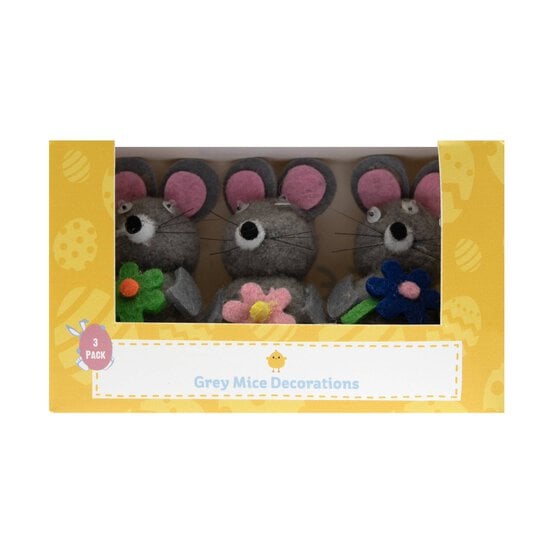 Grey Mice Decorations 3 Pack image number 4