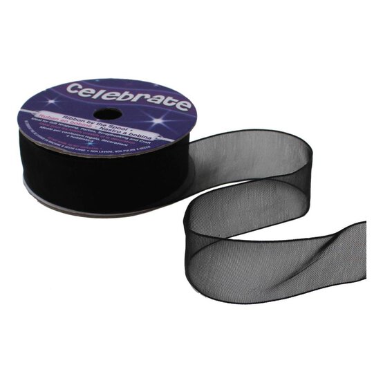 Black Organdie Ribbon 20mm x 5m image number 2