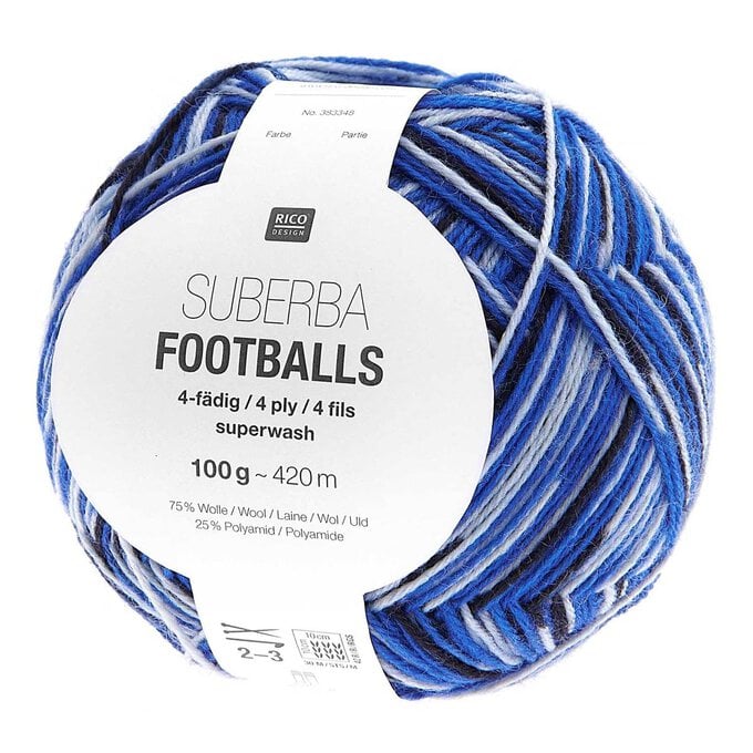 Rico Blue-Black Superba Footballs 4 Ply Yarn 100g  image number 1