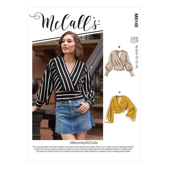 McCall&rsquo;s Beverley Tops Sewing Pattern M8145 (6-14) image number 1