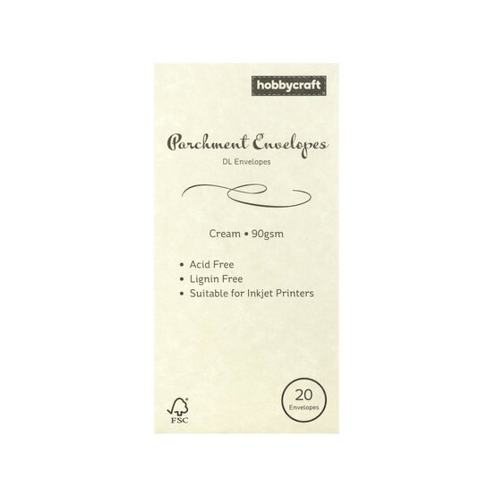 Cream Parchment Envelopes DL 20 Pack image number 4
